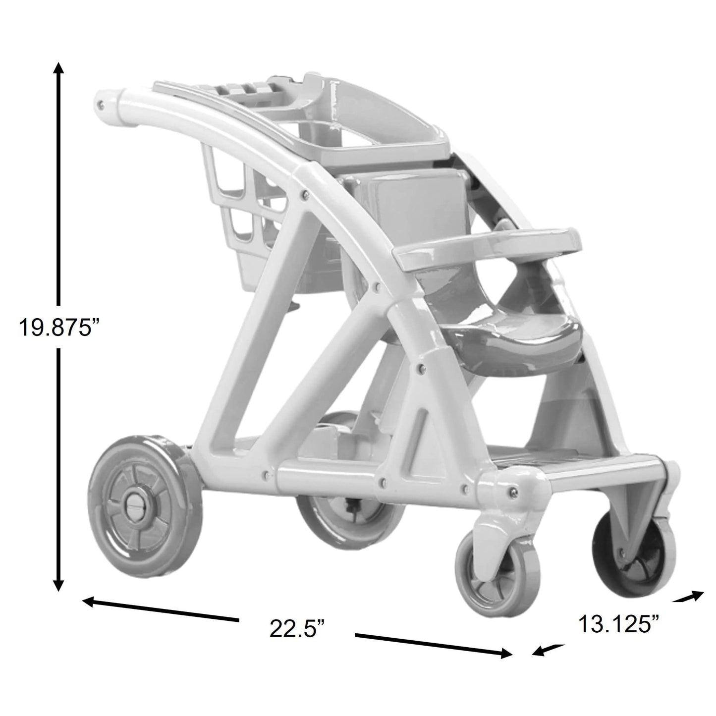 American Plastic Toys Shop with Me Stroller for Toddler & Kids Ages 2 and Up, 2-in-1 Stroller and Shopping Cart with Basket and Seat for Baby Doll