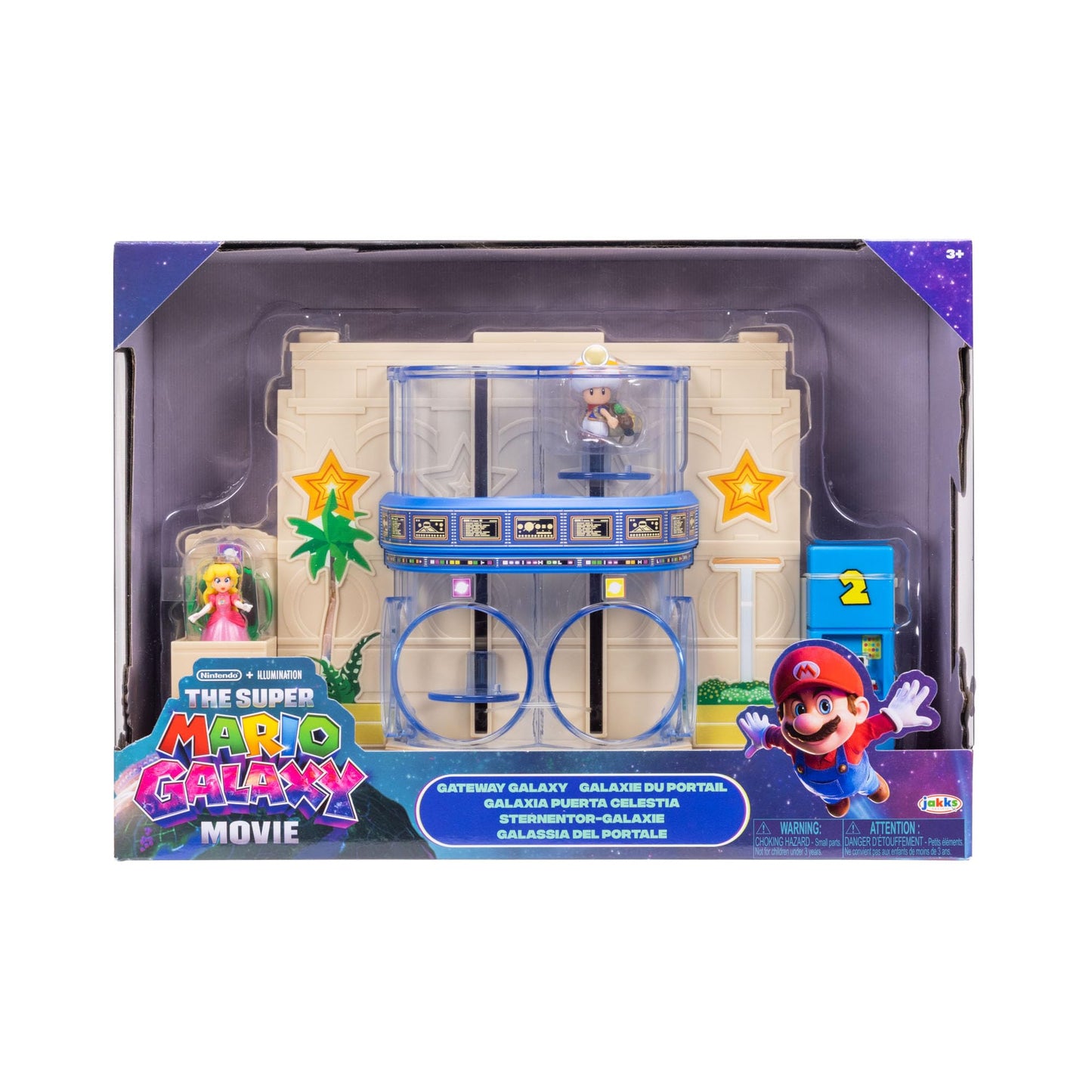 The Super Mario Galaxy Movie – Gateway Galaxy Diorama Playset with 1.5 Inch Princes Peach and Exclusive Captain Toad Mini Action Figures, Spring Star Launcher Feature