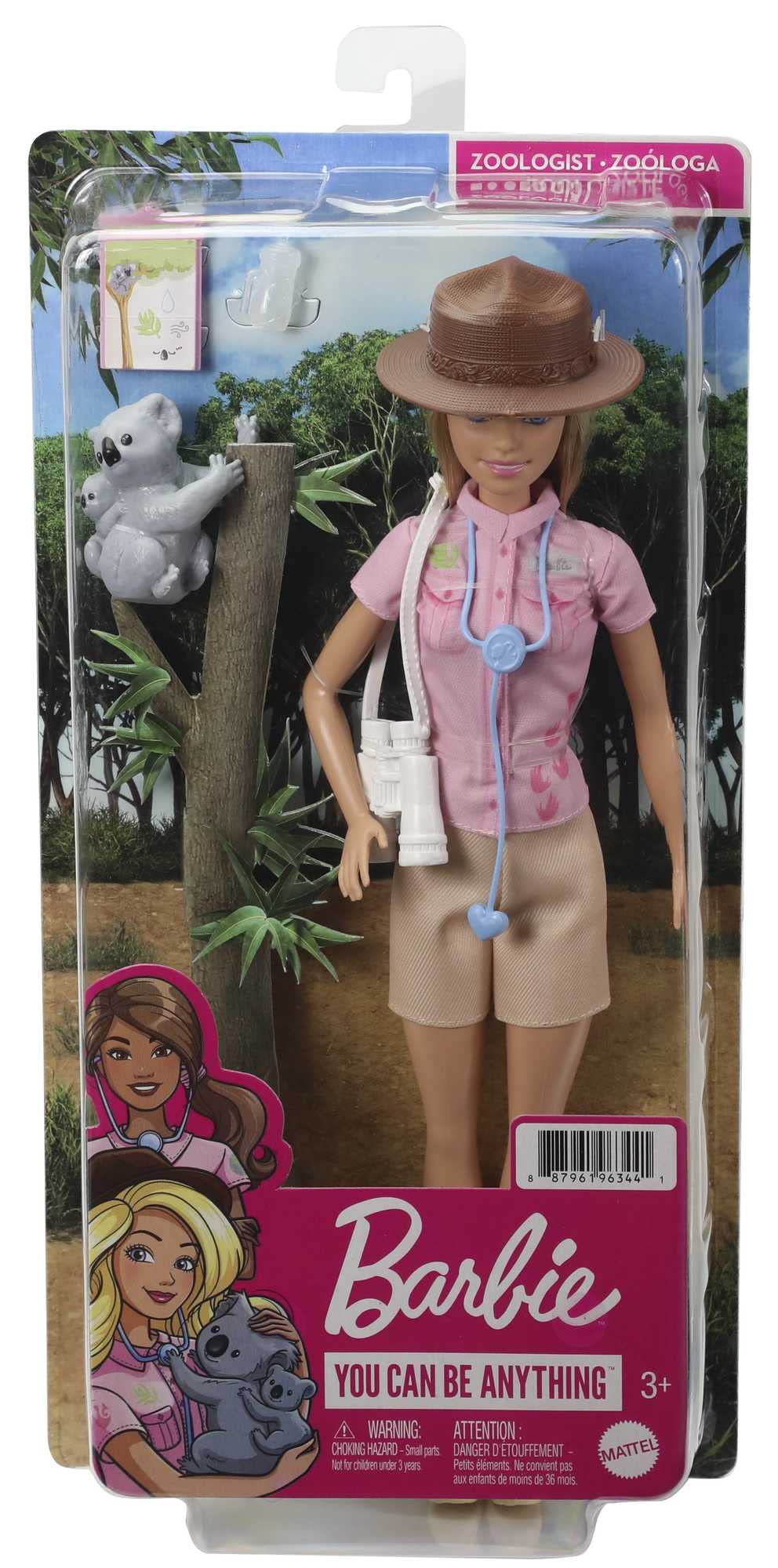 Barbie Careers Doll & Accessories, Zoologist Wearing Removable Outfit with Hat, Clipboard & Koala Figure That Can Hold Doll's Arm