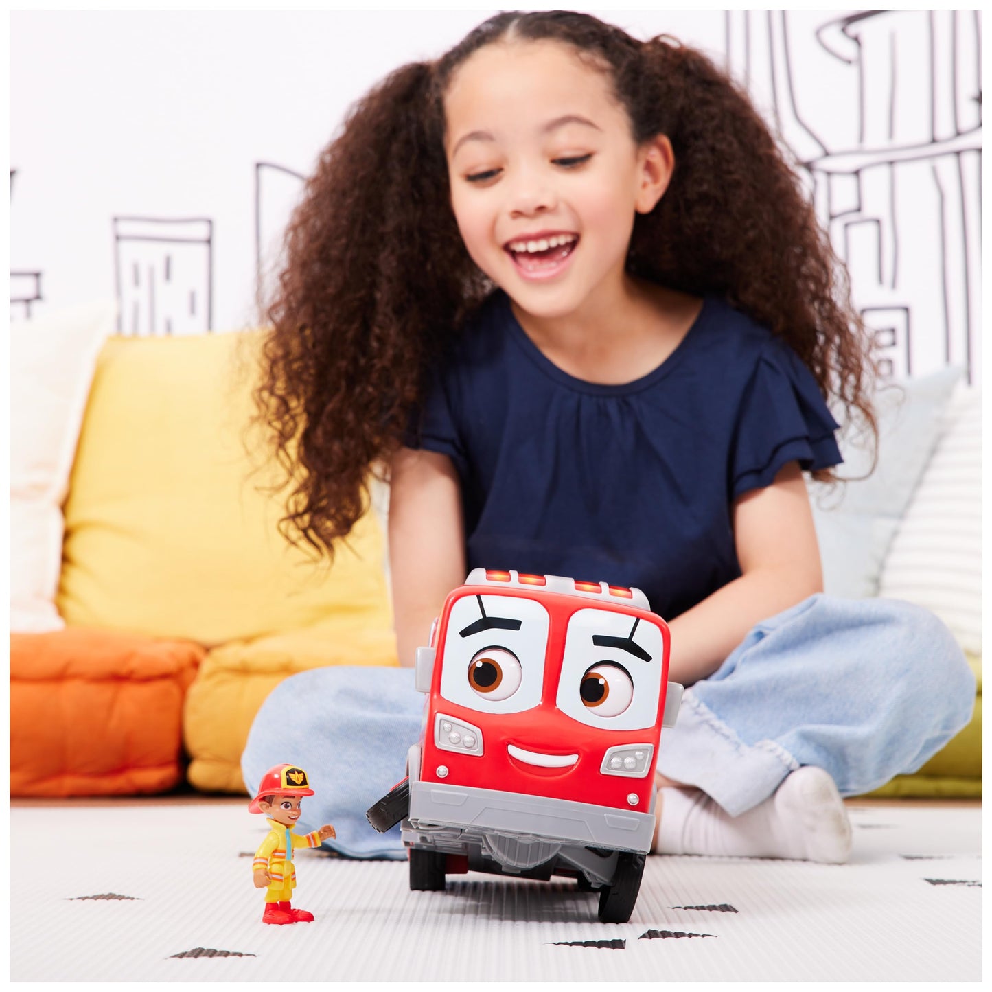 Disney Junior Firebuds, Bo & Flash Rescue Adventure Fire Truck with VROOMLINK, Lights, Sounds, Movements Kids Toys for Boys and Girls Ages 3+