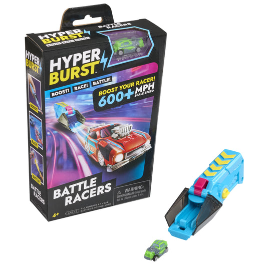 Hyper Burst Battle Racers Green Raider Car & Launcher | Over 600+ MPH Scale Speed! | Racing Micro Scale Cars and Battle Action Toys Green | Ages 5+