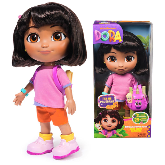Dora, Sing & Explore Dora Doll with Music, Sound Effects, Bilingual Phrases, Doll Clothes & Accessories, Kids Toys for Girls & Boys Ages 3 and Up