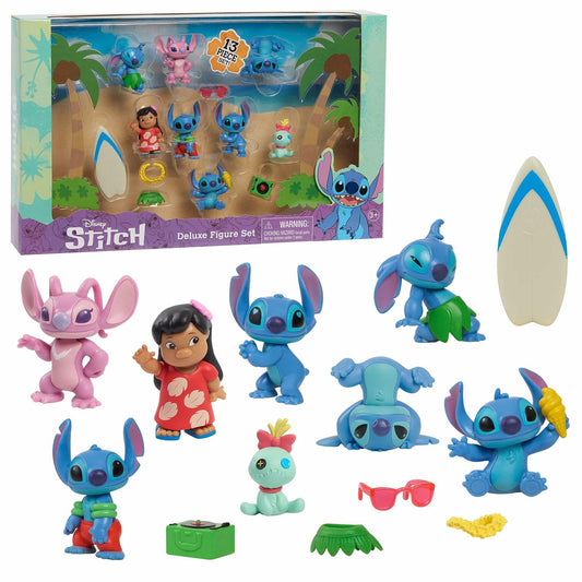 Disneys Lilo & Stitch Deluxe Figure Set, 13-Piece Set, Boy and Girls toys, Ages 3 and up
