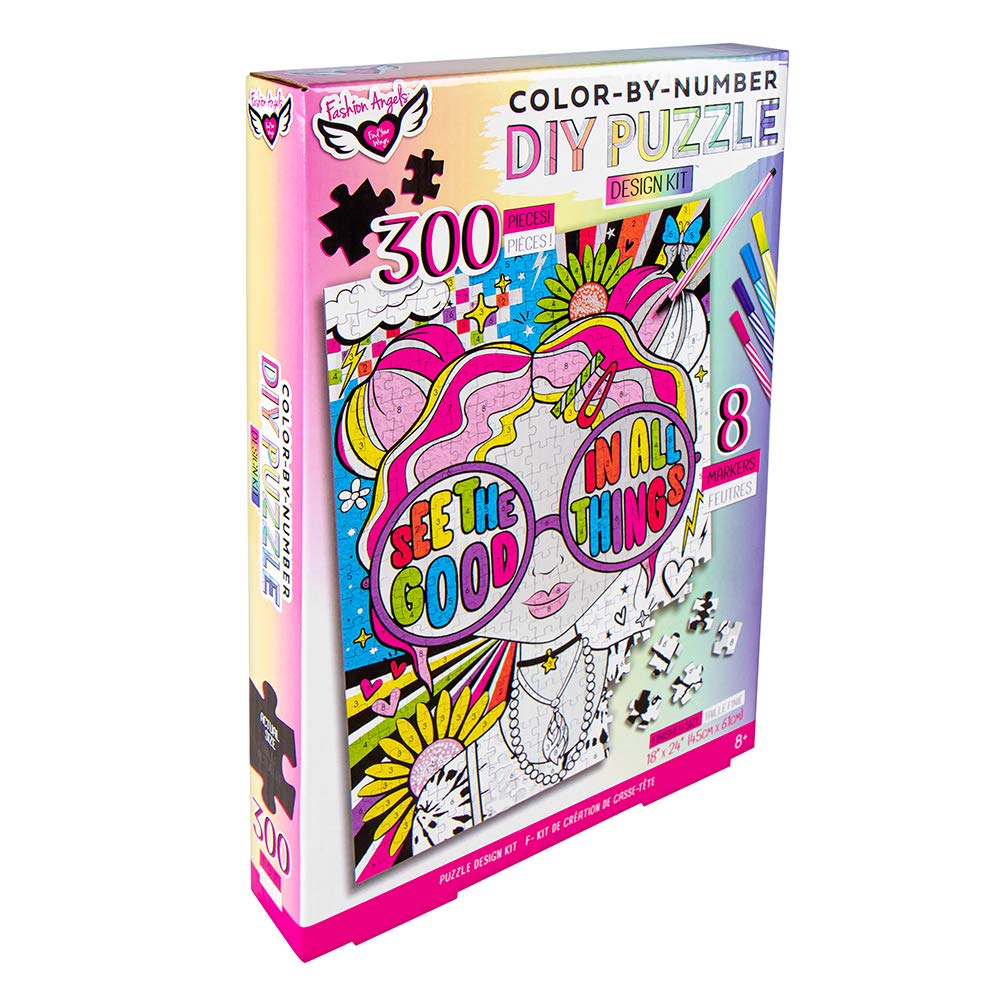 Fashion Angels See The Good Coloring Puzzle - (12719) DIY Color by Number  Puzzle, 300 Pieces, Includes 8 Markers, Great Gift for Kids Ages 8 and Up