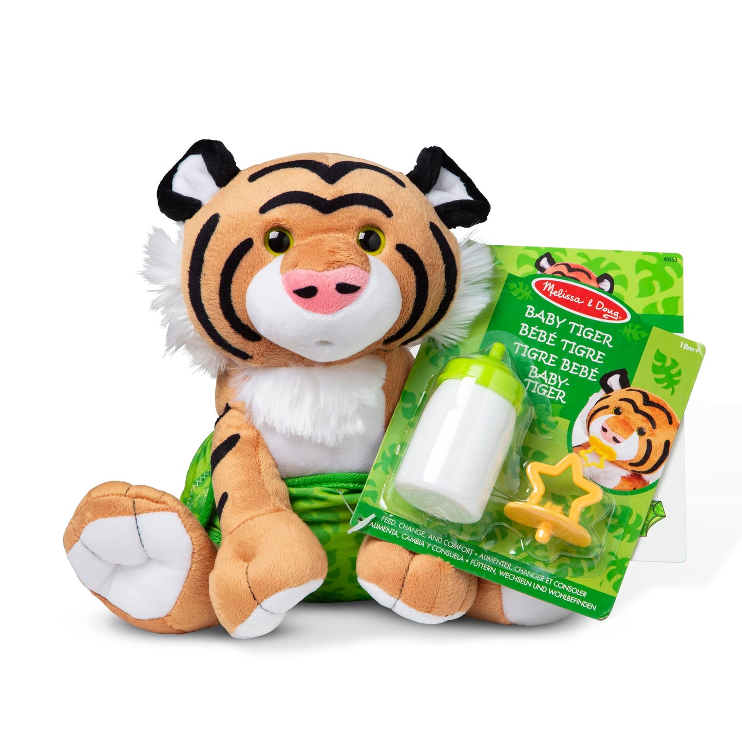 Melissa & Doug 11-Inch Baby Tiger Plush Stuffed Animal with Pacifier, Diaper, Baby Bottle
