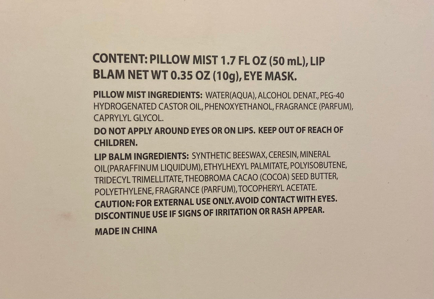 Biophilia 3 Piece Sleep Gift Set | Leaf Pattern | Mandarin Mint Set | Eye Mask, Lip Balm 0.35 OZ (10g) & Pillow Mist 1.7 FL OZ (50ml)
