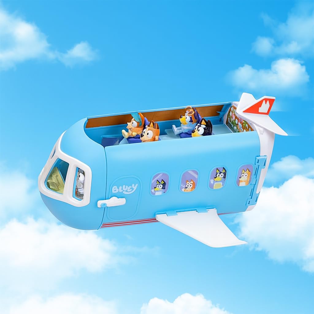 Bluey 3-in-1 Transforming Airplane Toys for Kids, Resort & Boat
