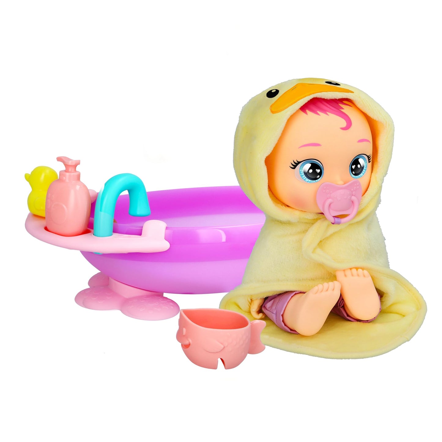 Cry Babies Newborn My First Bath Zoe - Interactive Baby Doll Bathtub Set with 20+ Baby Sounds, Girls & Kids Age 18M and Up