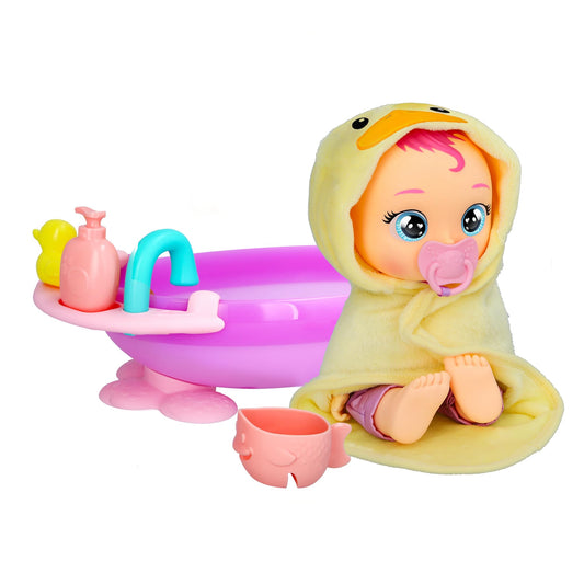Cry Babies Newborn My First Bath Zoe - Interactive Baby Doll Bathtub Set with 20+ Baby Sounds, Girls & Kids Age 18M and Up
