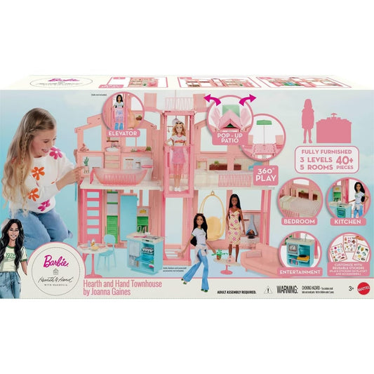 Barbie Hearth & Hand Townhouse Playset with 3 Levels & 40+ Pieces Including Furniture & Accessories