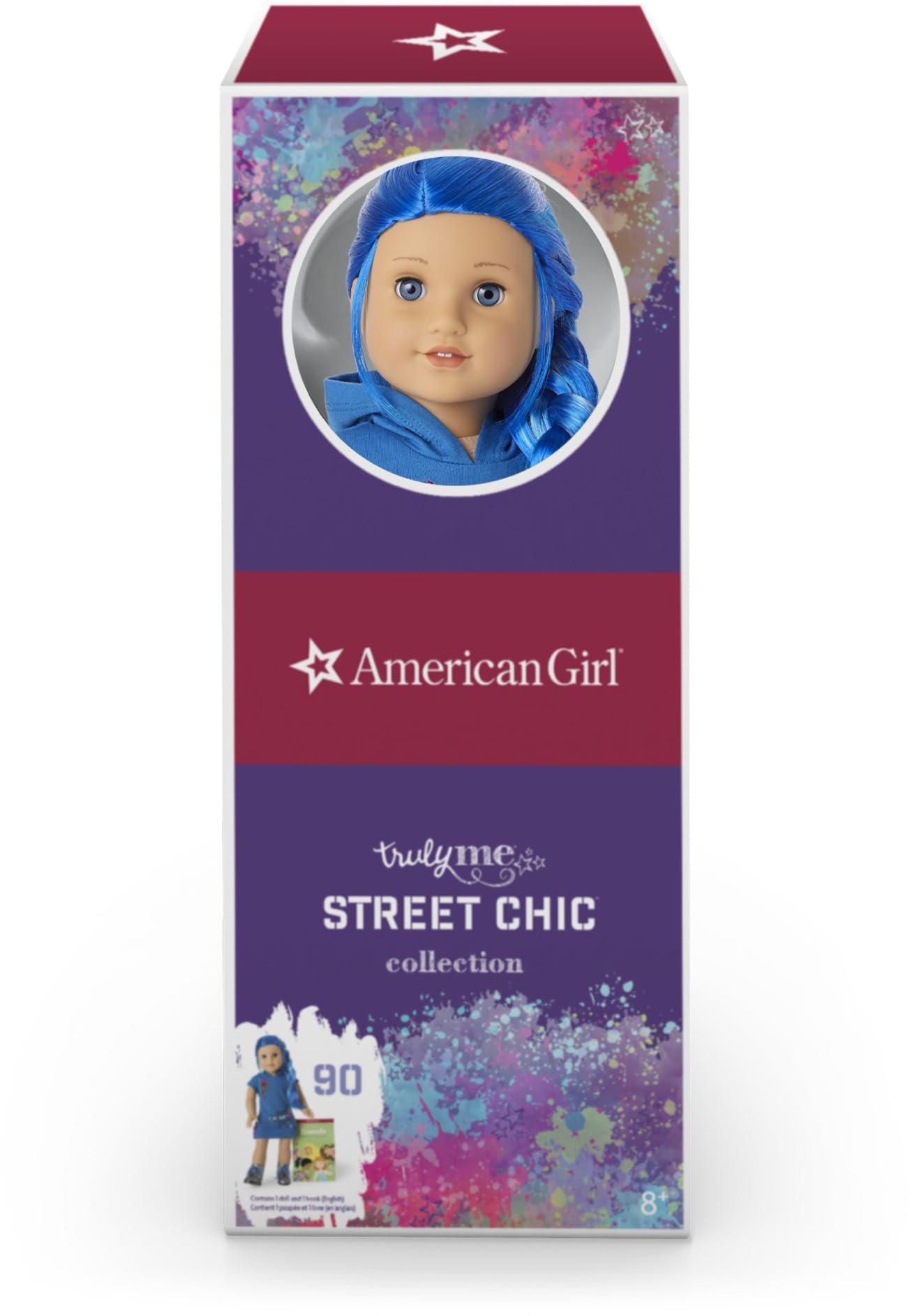 American Girl Truly Me 18-inch Doll #90 with Blue Eyes, Long Blue Hair, and Lt-to-Med Skin in Skater Dress, For Ages 6+