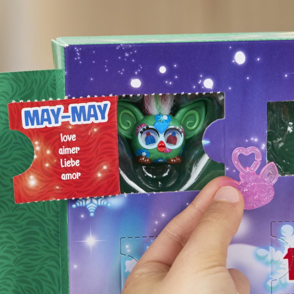 FURBY Minis Advent Calendar for Kids 6 Years and Up, 24 Days of Surprise Holiday Toys with 1-Inch Figures, Stickers & Fun Accessories