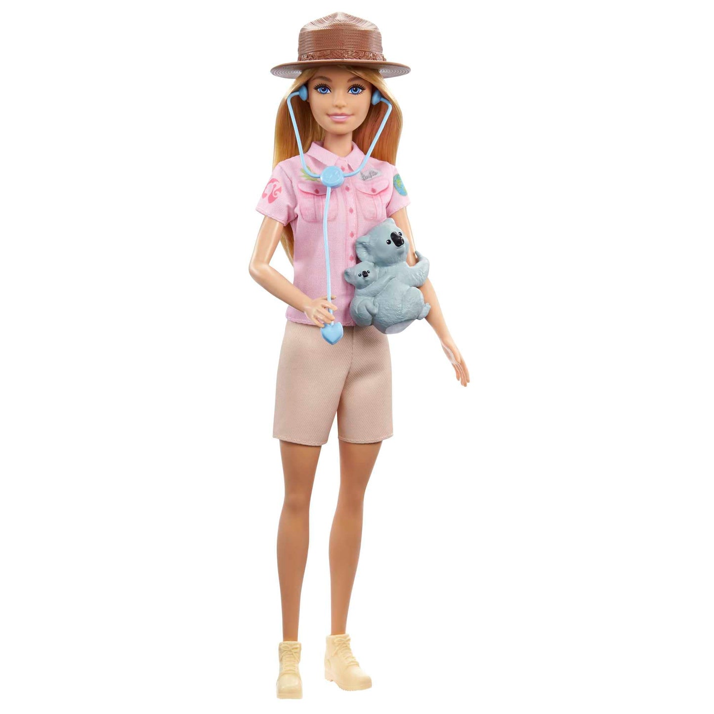 Barbie Careers Doll & Accessories, Zoologist Wearing Removable Outfit with Hat, Clipboard & Koala Figure That Can Hold Doll's Arm