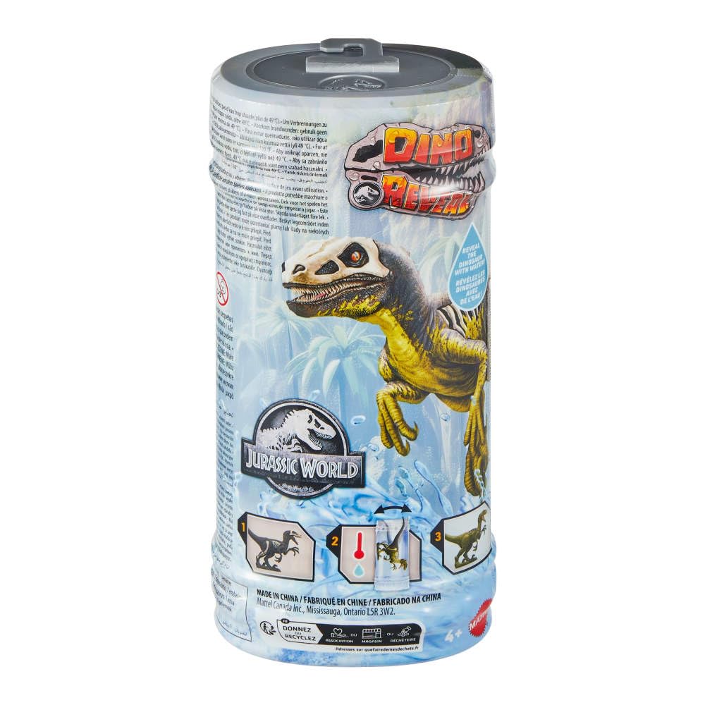 Mattel Jurassic World Dino Reveal Dinosaur Toys, Unpack Surprise & Warm Water Uncovers Full Decoration, 5 to 7 Inches, Species Vary