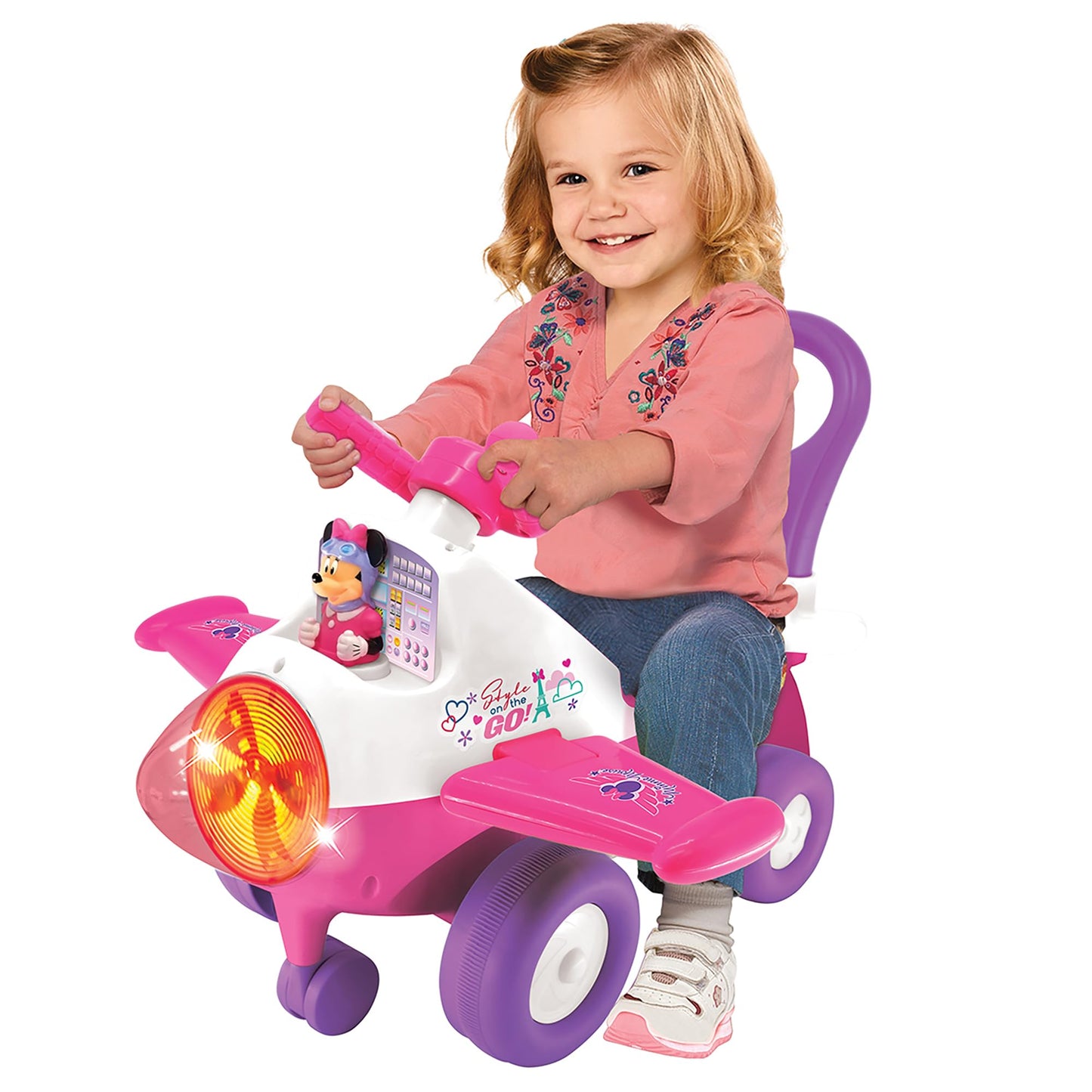 Kiddieland Disney Minnie Mouse Activity Plane Ride-On, Foot-to-Floor Car