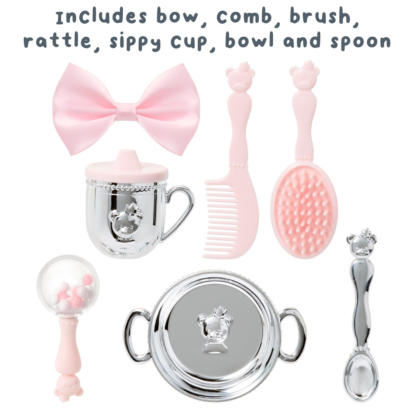 Baby Born Princess Essentials Set with Carrying Case (8 Pieces), 14-17 inch Baby Doll Accessories, Meal Time, Grooming, for Kids Ages 3 & Up