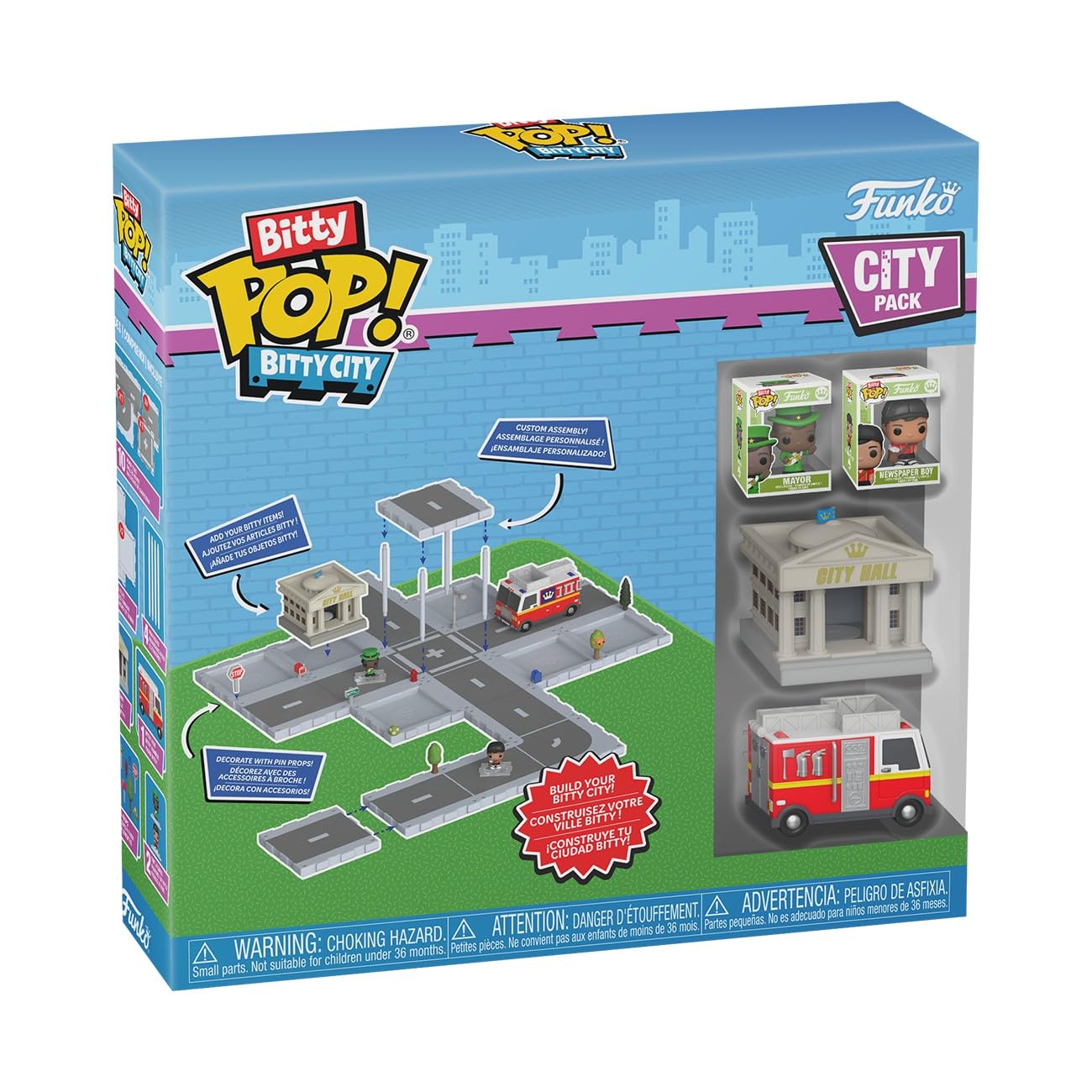 Funko Pop! Bitty City: Starter Set - Mayor & Newsletter Boy - City Collection - Includes Fire Truck and City Hall - Mix and Match - Toys for Kids & Adults