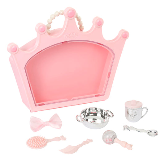 Baby Born Princess Essentials Set with Carrying Case (8 Pieces), 14-17 inch Baby Doll Accessories, Meal Time, Grooming, for Kids Ages 3 & Up