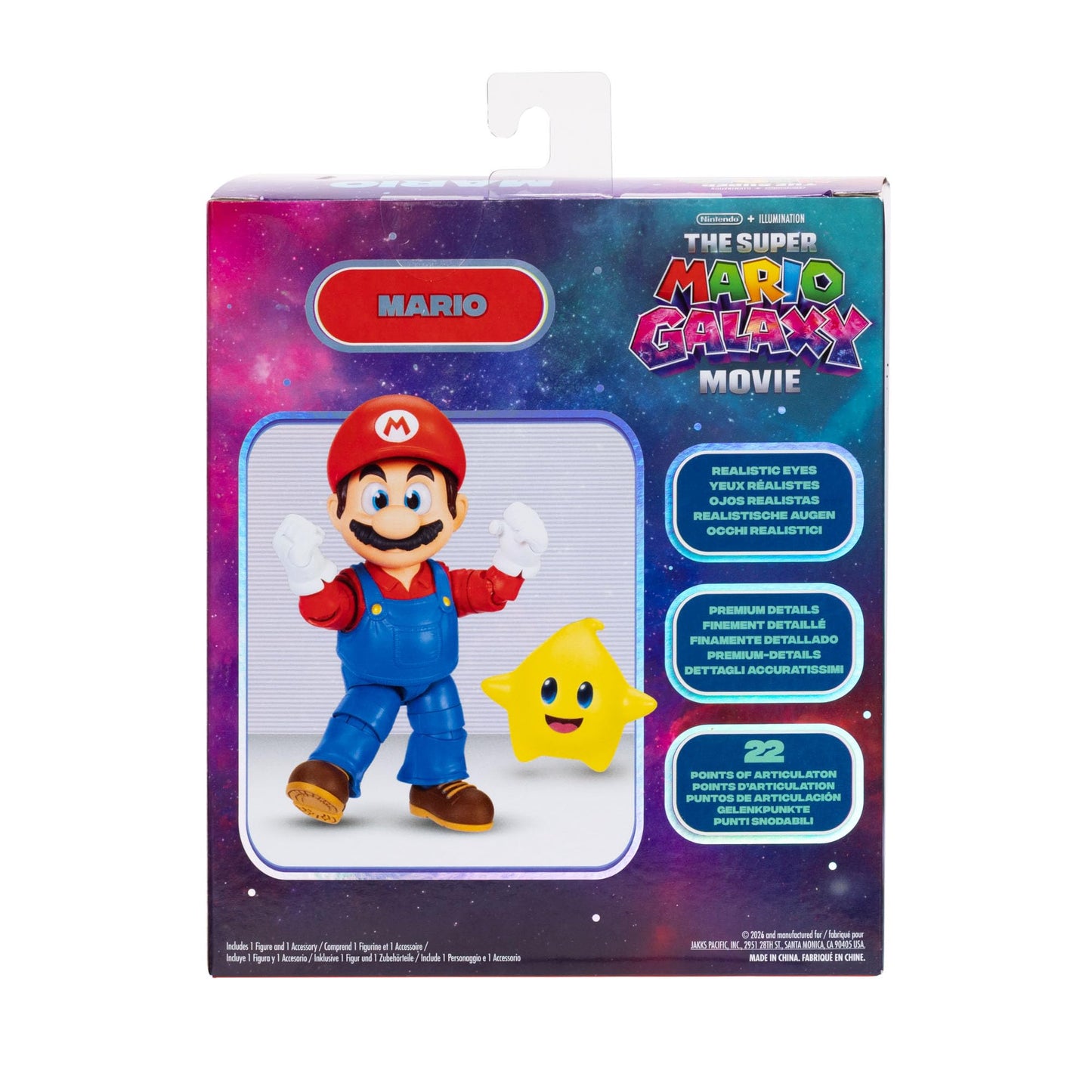 The Super Mario Galaxy Movie 5” Action Figures Series 1 – Mario Figure with Yellow Glow-in-The Dark Luma Star Accessory - Premium Details 22 Points of Articulation