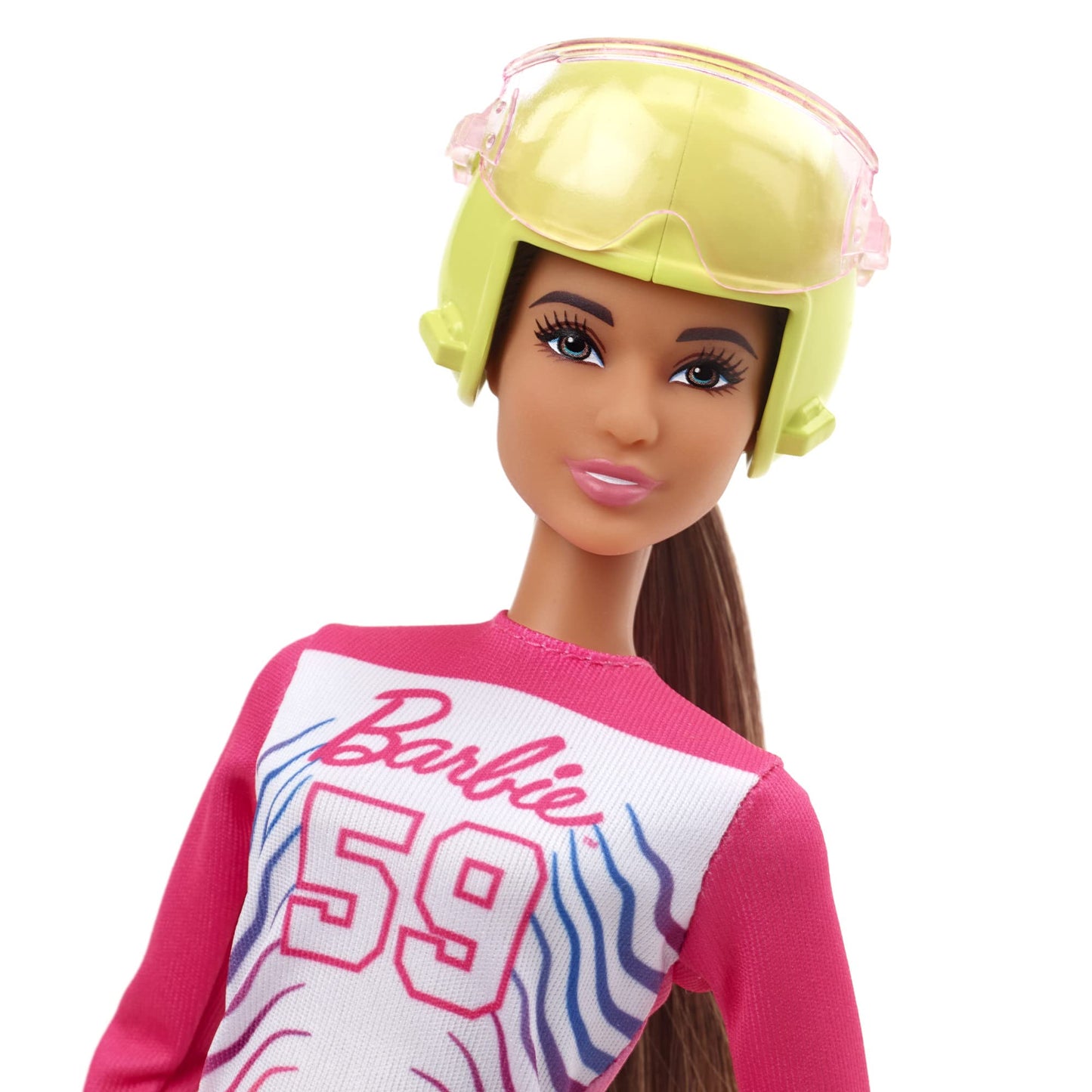 Barbie Careers Doll & Accessories, Winter Sports para Alpine Brunette Skier Doll Wearing Removable Outfit with Sit Ski, Poles & More