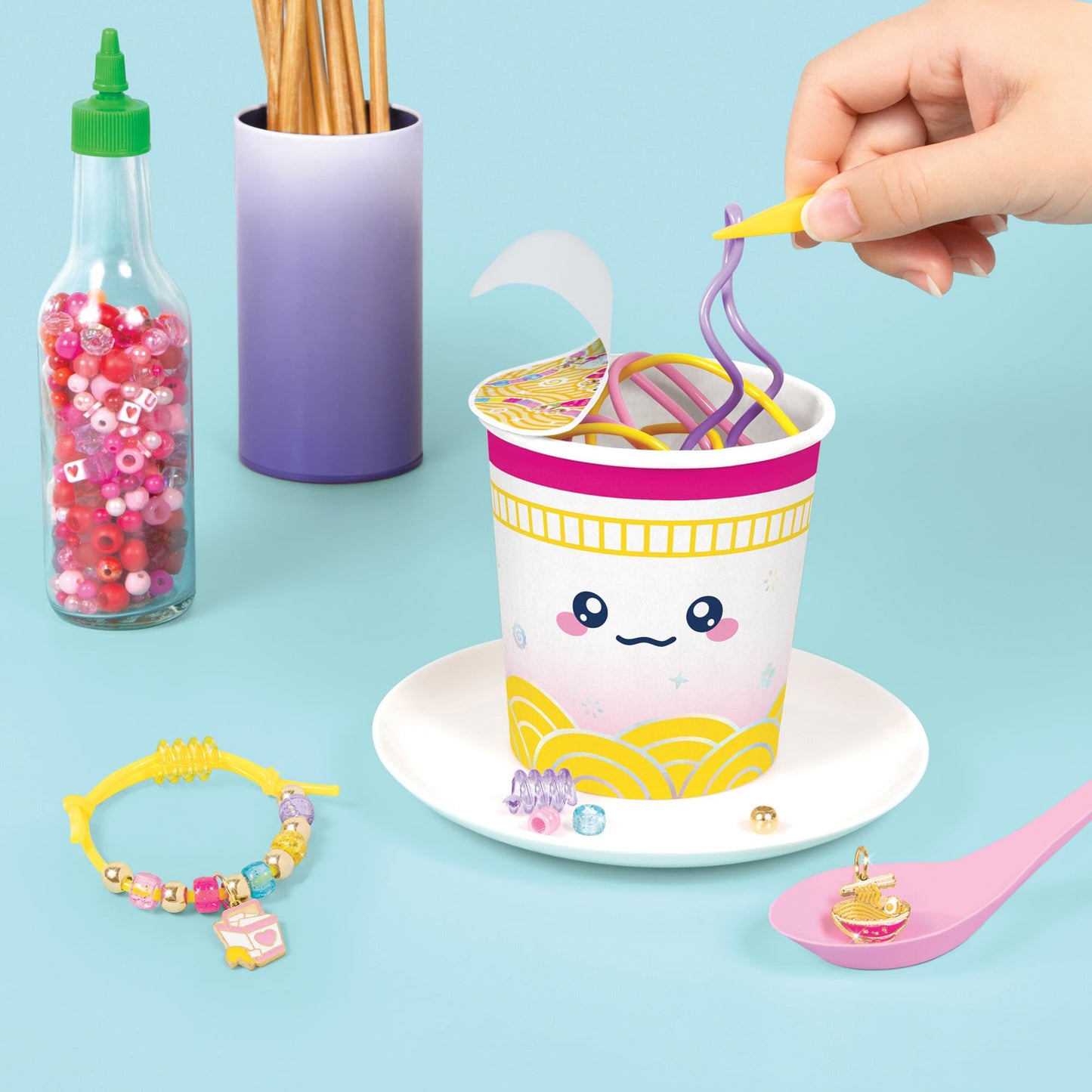 Make It Real DIY Bracelet Kit Kawaii Craft, Knot Noodles Beading Activity for Kids 8+
