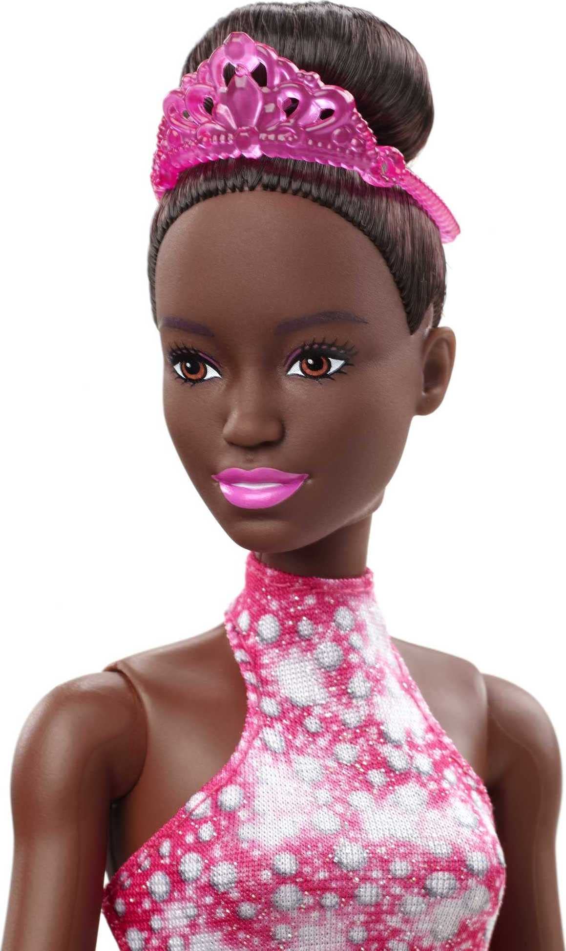 Barbie Winter Sports Ice Skater Brunette Doll (12 Inches) with Pink Dress, Jacket, Rose Bouquet & Trophy, Great Gift for Ages 3 and Up