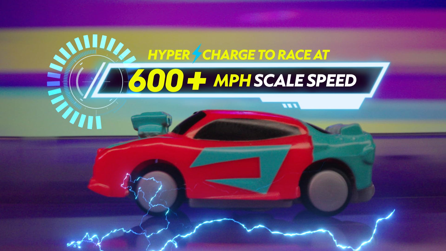 Hyper Burst Jump Strike Playset | Race and Battle! | Customizable Race Track & Micro Scale Cars | Over 600+ MPH Scale Speed!