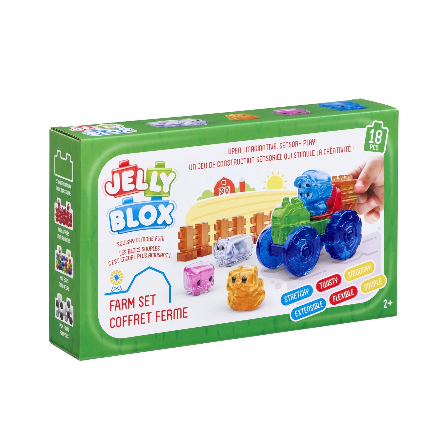 Jelly Blox Farm Set | Includes 18 Pieces | Toddler & Preschool Building Blocks Kids Can Squeeze, Stretch, Squish | MESH ACCREDITED | Safety Tested & Ouch-Free | Tactile, Sensory Play for Ages 2+