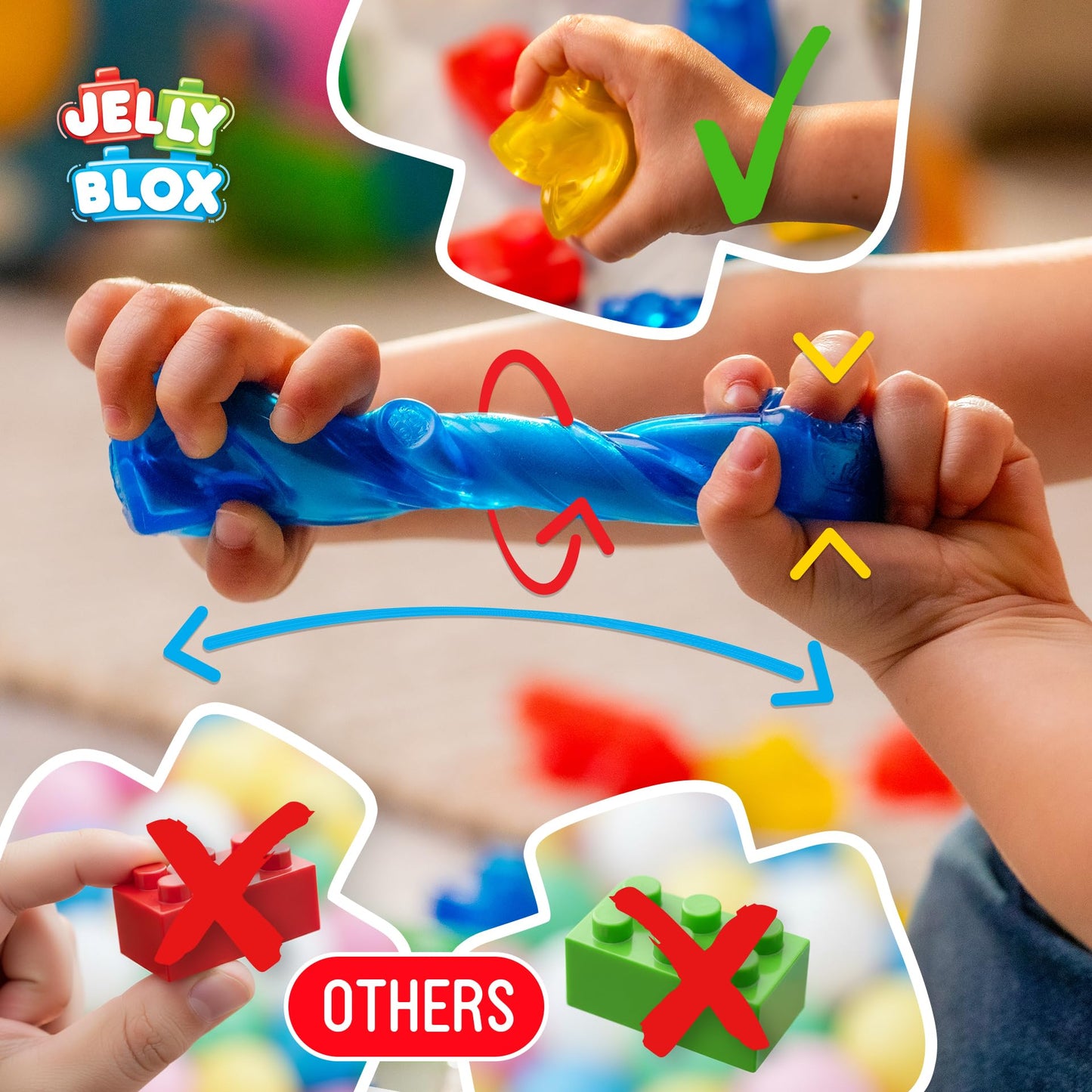 Jelly Blox Farm Set | Includes 18 Pieces | Toddler & Preschool Building Blocks Kids Can Squeeze, Stretch, Squish | MESH ACCREDITED | Safety Tested & Ouch-Free | Tactile, Sensory Play for Ages 2+