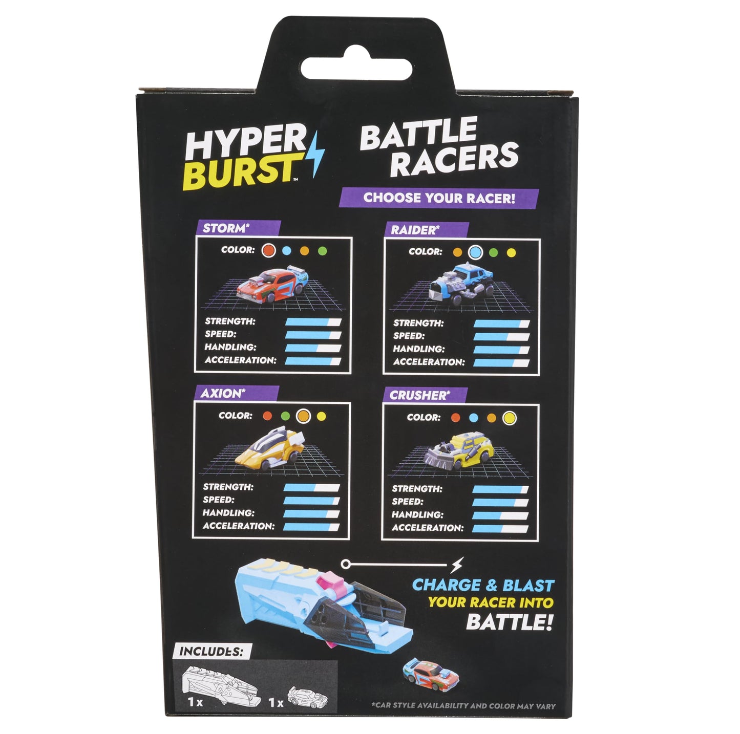 Hyper Burst Battle Racers Orange Storm Car & Launcher | Over 600+ MPH Scale Speed! | Racing Micro Scale Cars and Battle Action Toys | Ages 5+