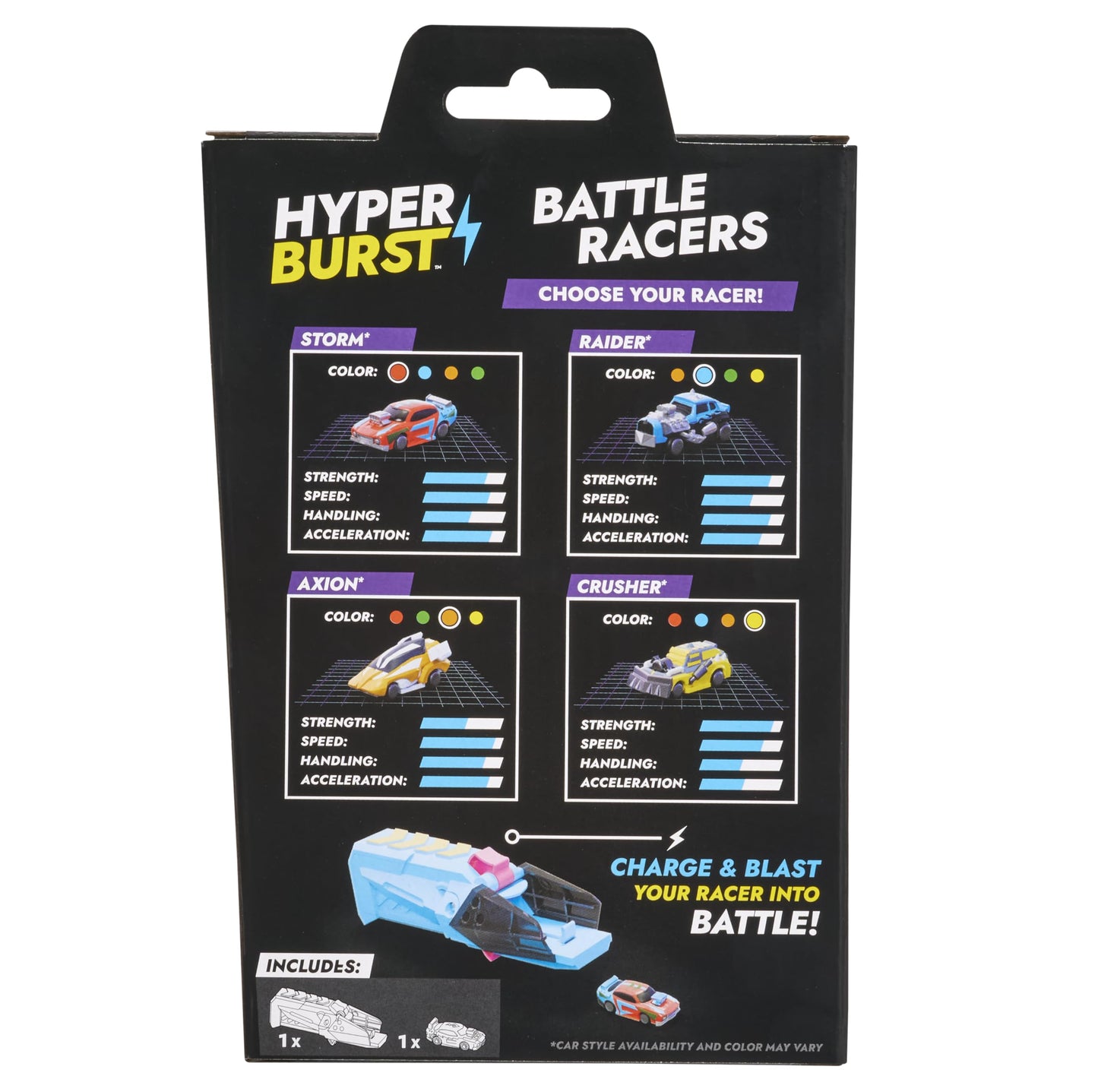 Hyper Burst Battle Racers Blue Raider Car & Launcher | Over 600+ MPH Scale Speed! | Racing Micro Scale Cars and Battle Action Toys | Ages 5+