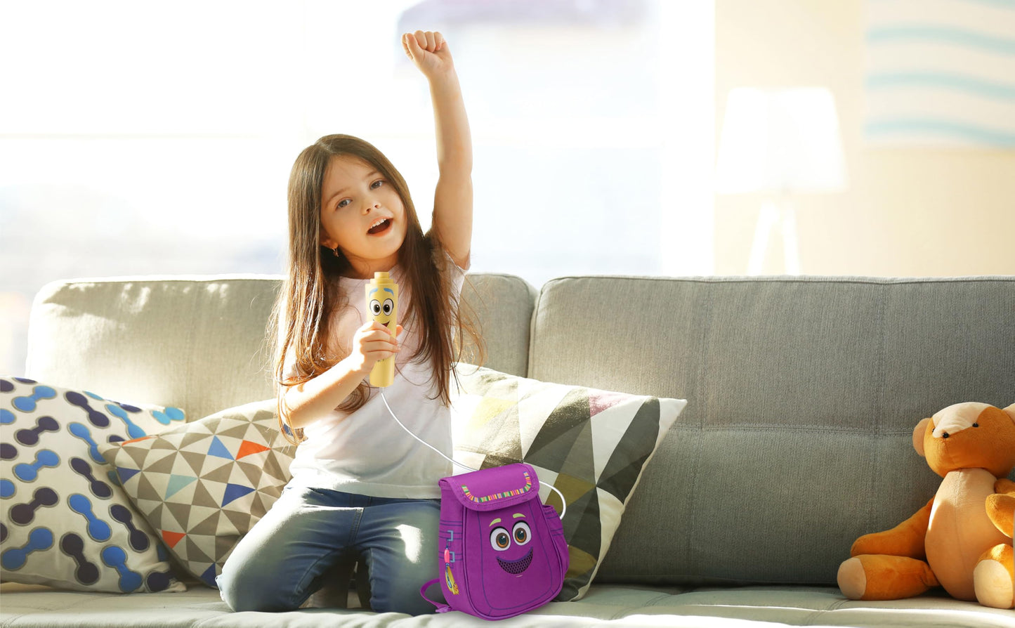 Dora Karaoke Microphone with Boombox for Fans of Toddler Toys, Kids Karaoke Machine with Built in Music (Dora)