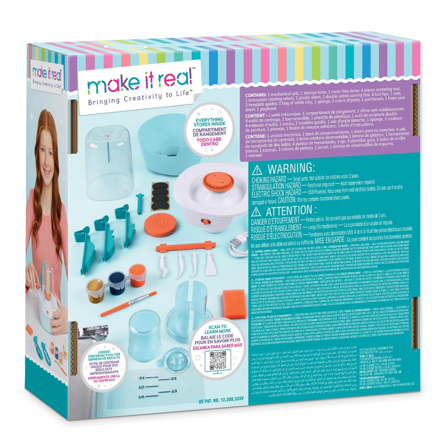 Make It Real Mini Pottery Studio - 26-Piece DIY Pottery Kit with Mess-Free Air Dry Clay - Create 10 Miniature Projects, Beginner to Master Levels - Innovative Centering Tool - Great for Kids Ages 8