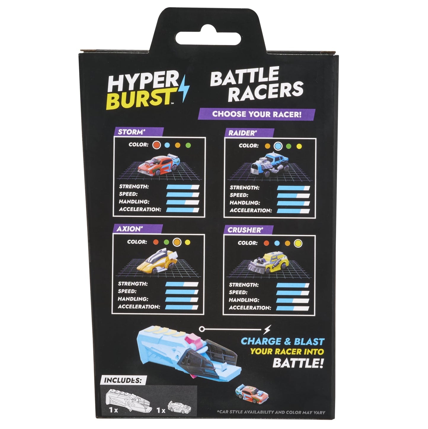 Hyper Burst Battle Racers Purple Storm Car & Launcher | Over 600+ MPH Scale Speed! | Racing Micro Scale Cars and Battle Action Toys | Ages 5+