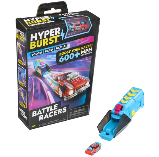 Hyper Burst Battle Racers Red Storm Car & Launcher | Over 600+ MPH Scale Speed! | Racing Micro Scale Cars and Battle Action Toys | Ages 5+