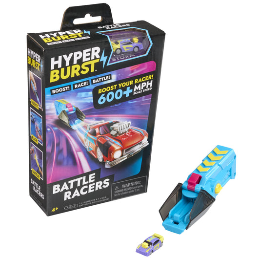 Hyper Burst Battle Racers Purple Storm Car & Launcher | Over 600+ MPH Scale Speed! | Racing Micro Scale Cars and Battle Action Toys | Ages 5+