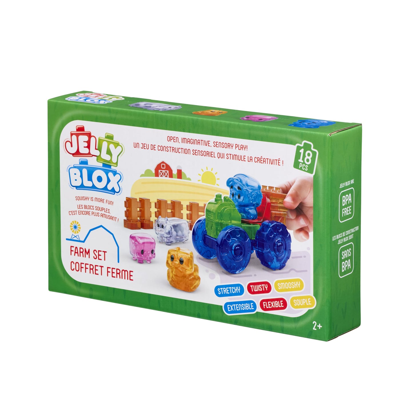 Jelly Blox Farm Set | Includes 18 Pieces | Toddler & Preschool Building Blocks Kids Can Squeeze, Stretch, Squish | MESH ACCREDITED | Safety Tested & Ouch-Free | Tactile, Sensory Play for Ages 2+