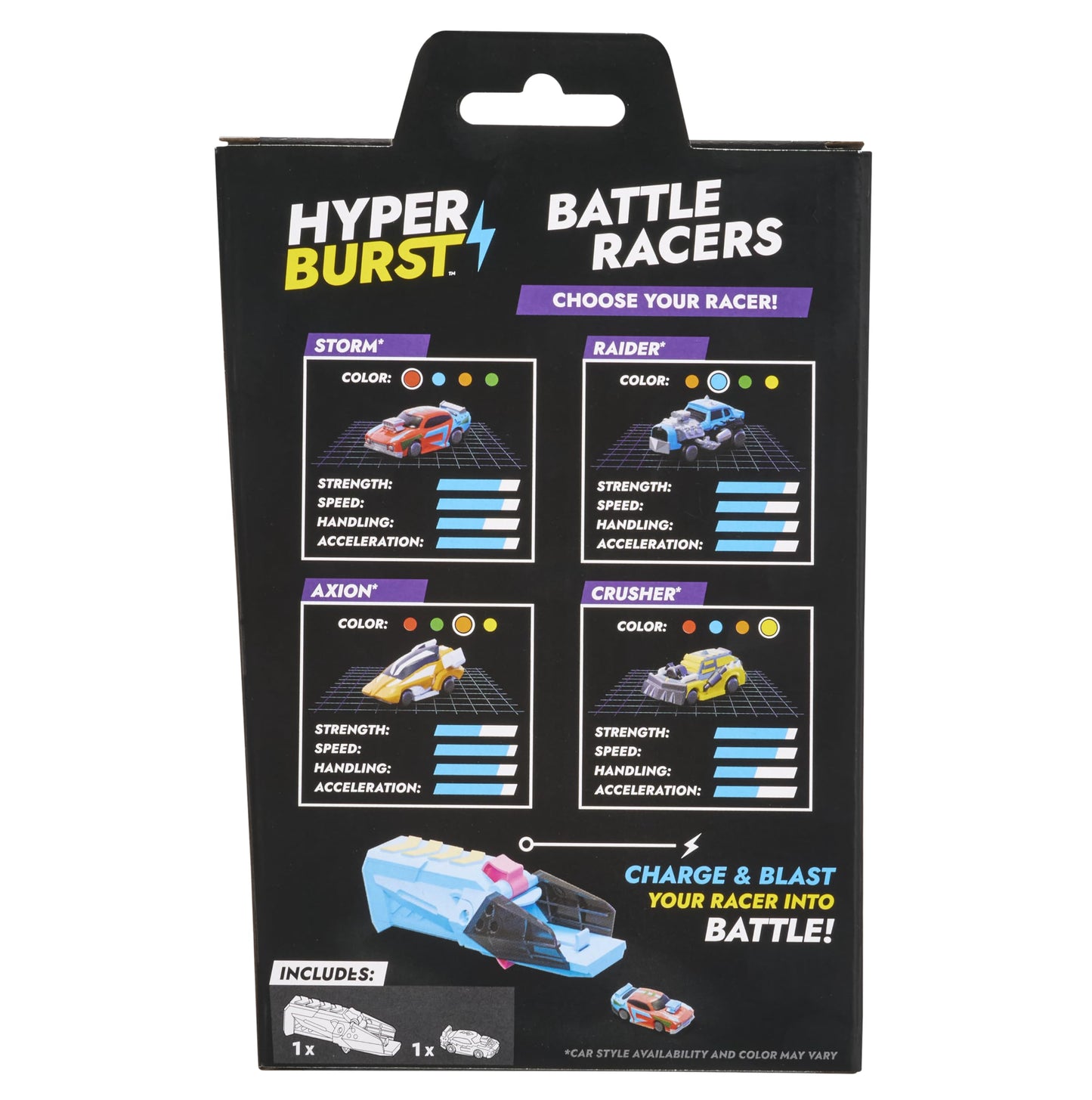 Hyper Burst Battle Racers Yellow Crusher Car & Launcher | Over 600+ MPH Scale Speed! | Racing Micro Scale Cars and Battle Action Toys | Ages 5+