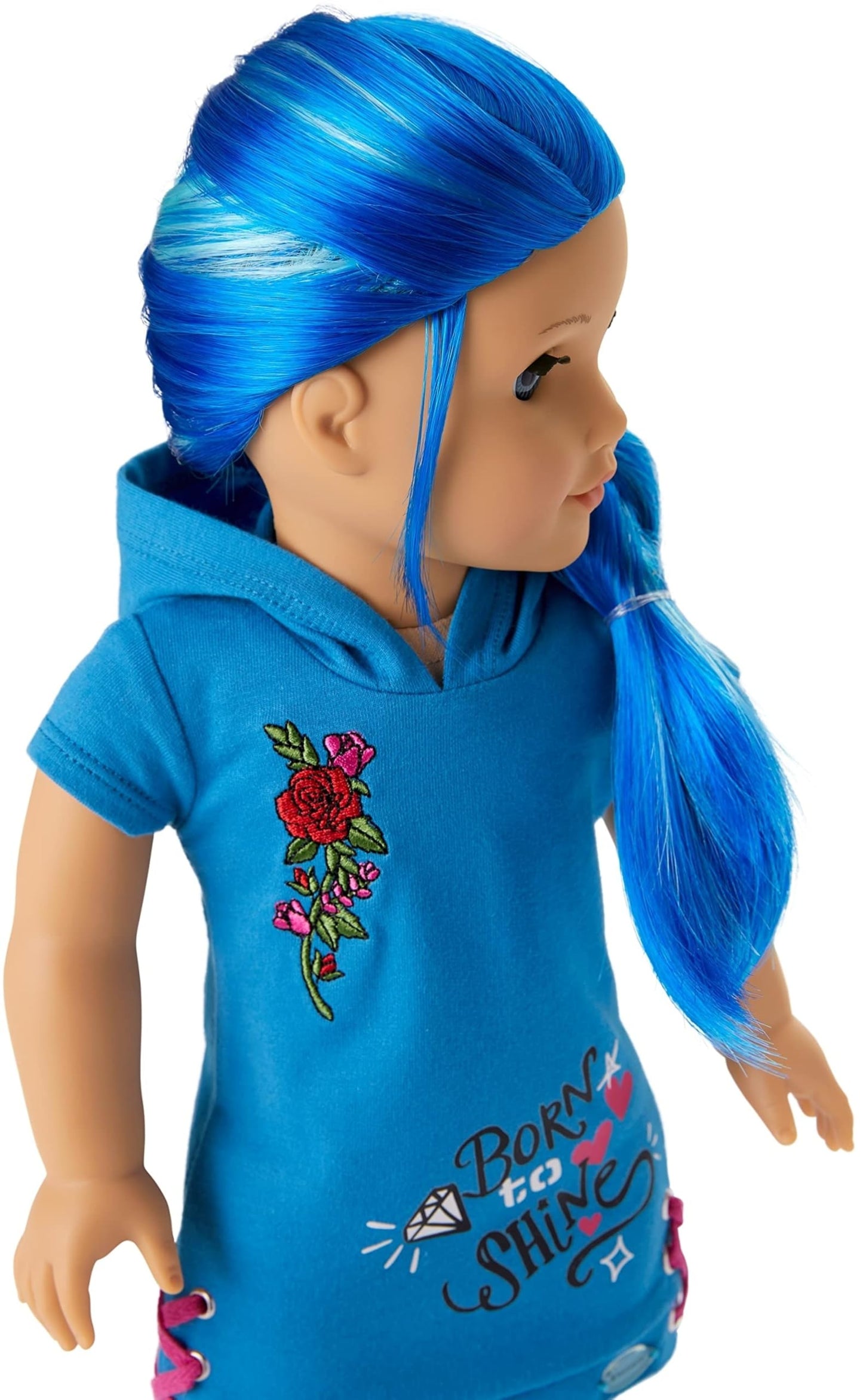 American Girl Truly Me 18-inch Doll #90 with Blue Eyes, Long Blue Hair, and Lt-to-Med Skin in Skater Dress, For Ages 6+
