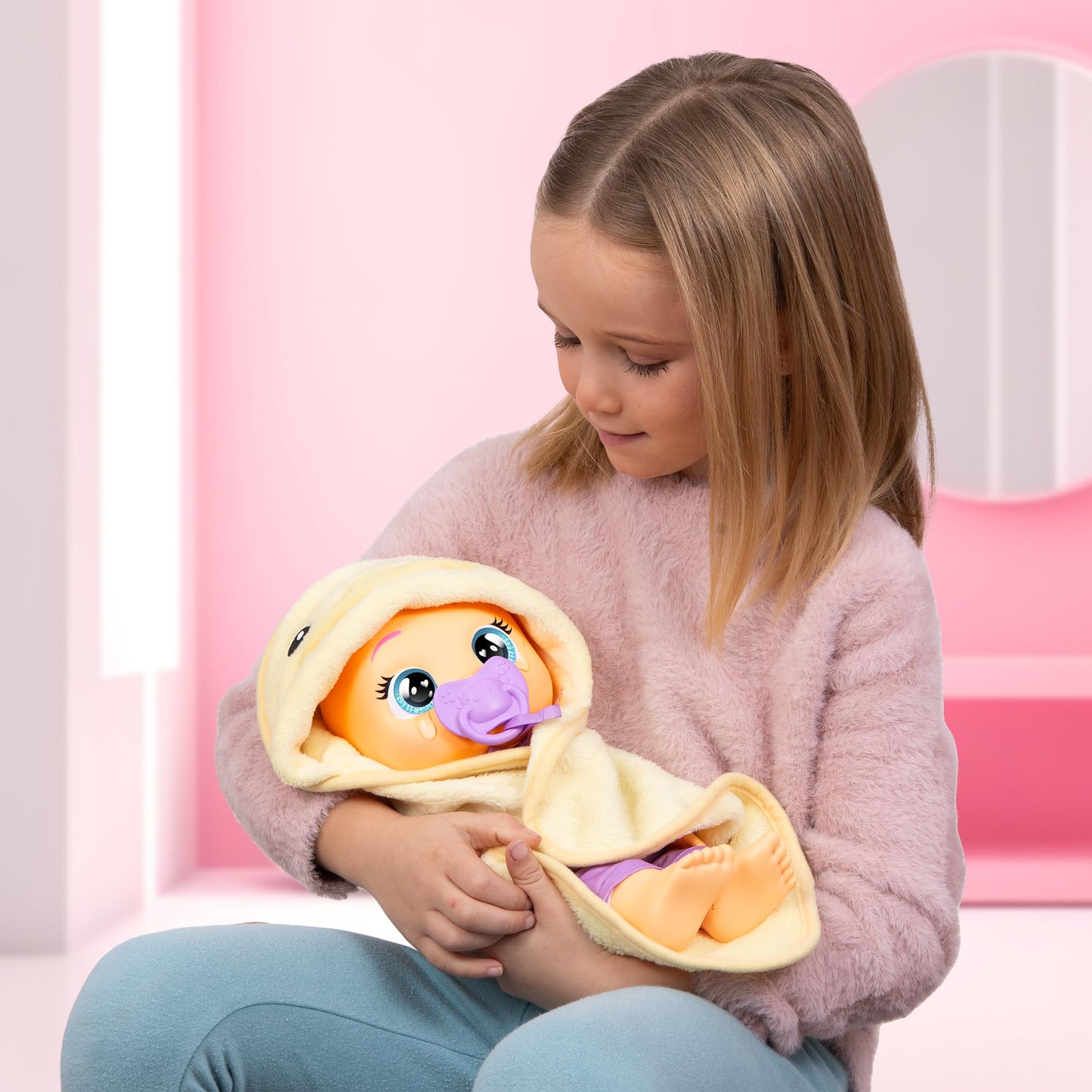 Cry Babies Newborn My First Bath Zoe - Interactive Baby Doll Bathtub Set with 20+ Baby Sounds, Girls & Kids Age 18M and Up