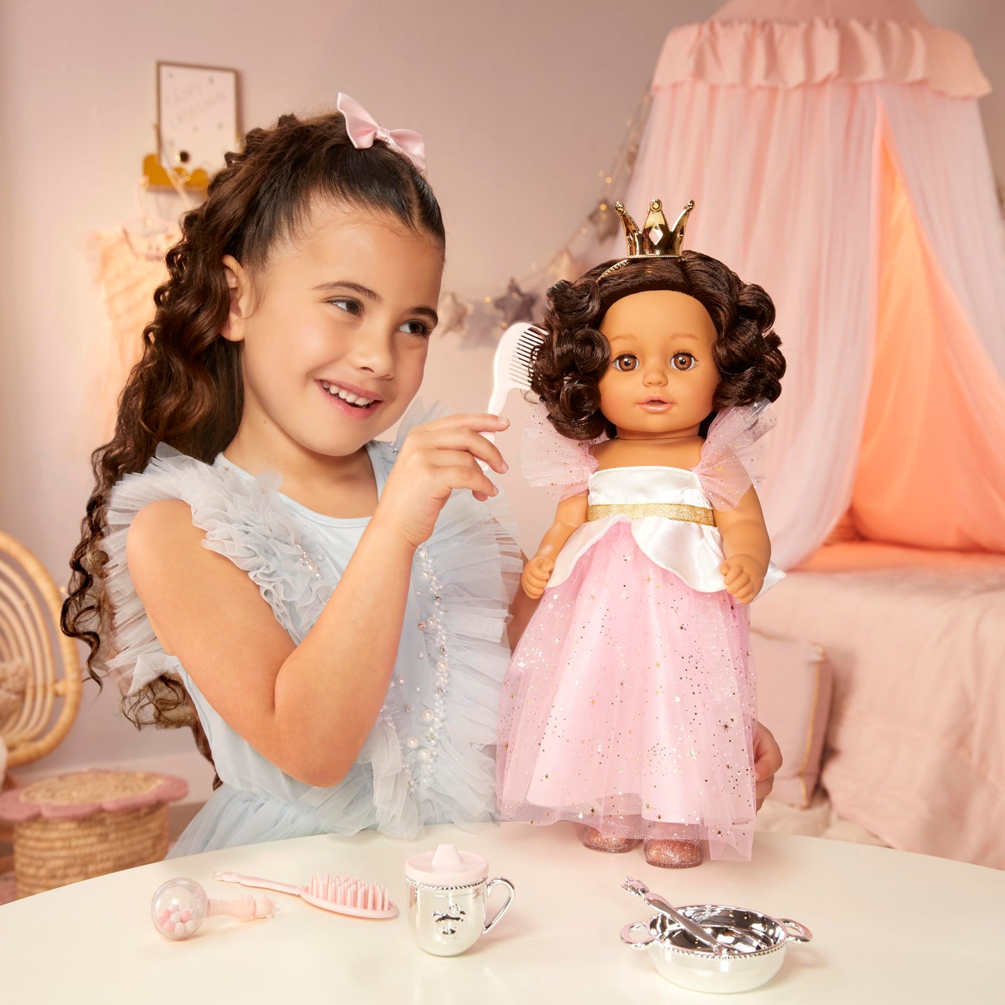 Baby Born Princess Essentials Set with Carrying Case (8 Pieces), 14-17 inch Baby Doll Accessories, Meal Time, Grooming, for Kids Ages 3 & Up