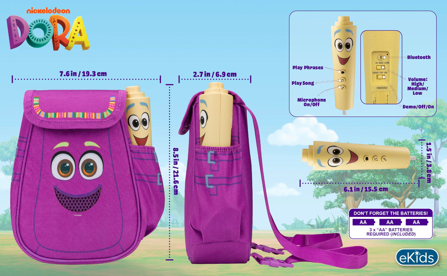 Dora Karaoke Microphone with Boombox for Fans of Toddler Toys, Kids Karaoke Machine with Built in Music (Dora)