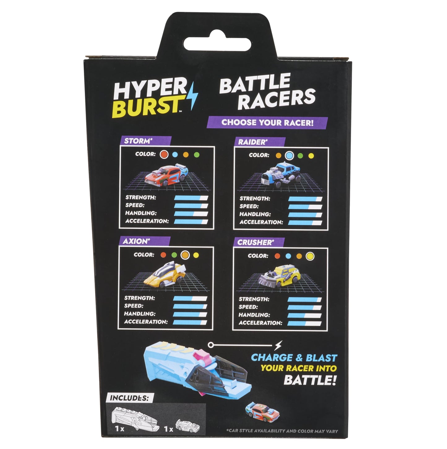 Hyper Burst Battle Racers Orange Axion Car & Launcher | Over 600+ MPH Scale Speed! | Racing Micro Scale Cars and Battle Action Toys | Ages 5+