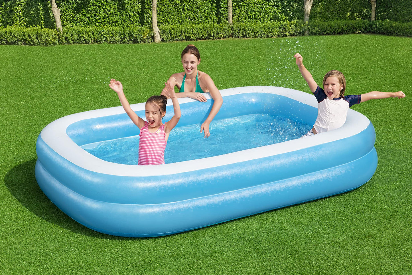 Bestway H2OGO! Blue Rectangular 8'6" Inflatable Family Pool | Perfect for Kids, Ages 6+