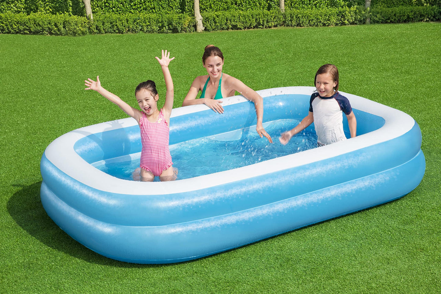 Bestway H2OGO! Blue Rectangular 8'6" Inflatable Family Pool | Perfect for Kids, Ages 6+