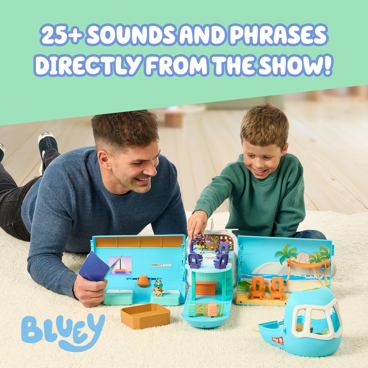 Bluey 3-in-1 Transforming Airplane Toys for Kids, Resort & Boat