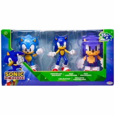 Sonic The Hedgehog 35th Anniversary Classic Sonic  Sonic & 16-Bit Sonic Action Figure 3-Pack