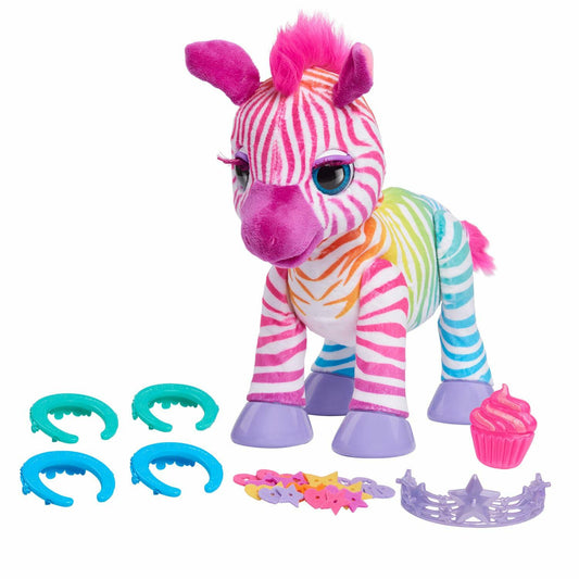 furReal Zenya My Rainbow Zebra Interactive Plush with Accessories, 22-pieces, Pretend Play, Kids Toys for Ages 4 Up by Just Play