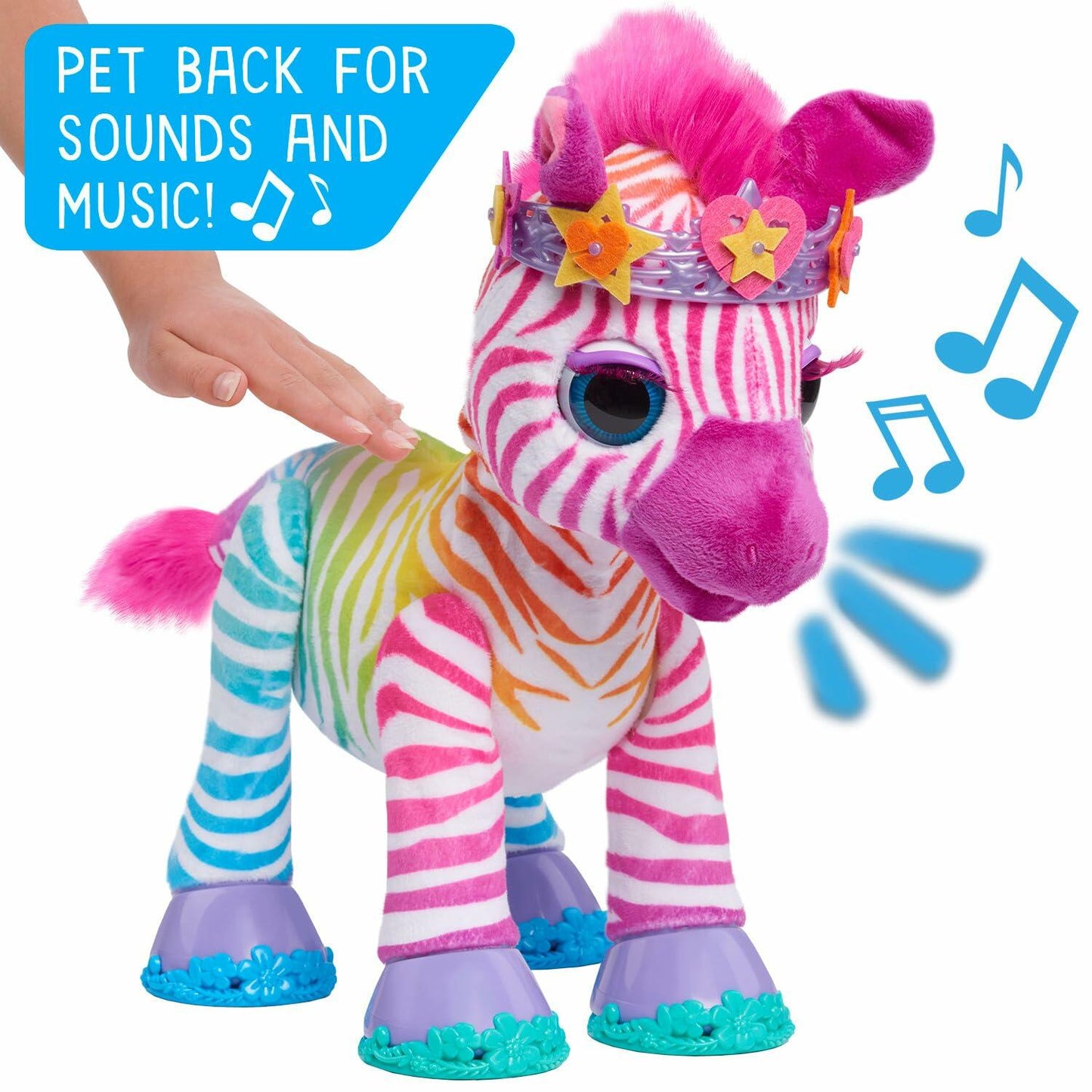 furReal Zenya My Rainbow Zebra Interactive Plush with Accessories, 22-pieces, Pretend Play, Kids Toys for Ages 4 Up by Just Play