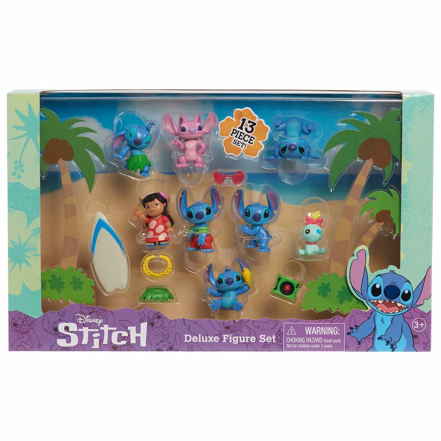Disneys Lilo & Stitch Deluxe Figure Set, 13-Piece Set, Boy and Girls toys, Ages 3 and up